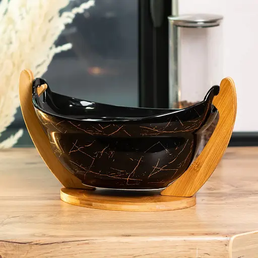 Фруктовниця TS Kitchen керамічна з бамбуковою підставкою 32х18.5х15 см HP1237 - фото 5