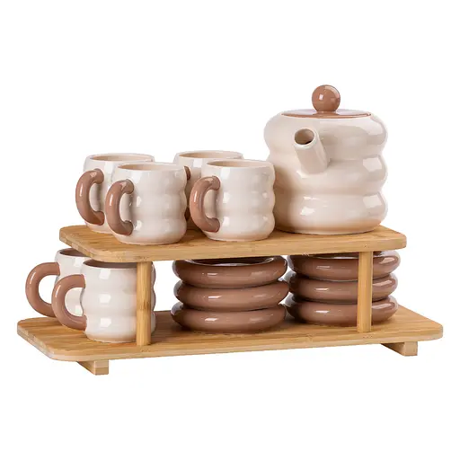 Чайний сервіз Donut порцеляновий на 6 персон, бежевий Yiwu HP-15-20 - фото 1