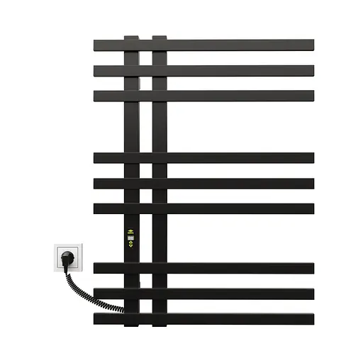 Электрический полотенцесушитель Kosser Браш 800x600 EL тайм. черный ДБ01EL, Черный матовый, Левое - фото 2