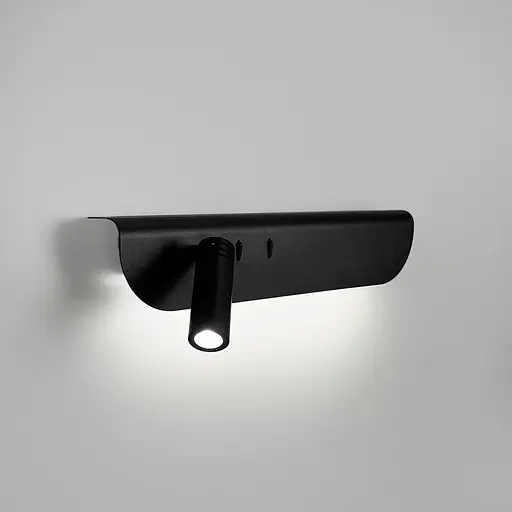 Бра ліве в чорному корпусі із спотом та вимикачем 36х12 см Line F Арт. WJ029/2 L BK (лівий) - фото 6