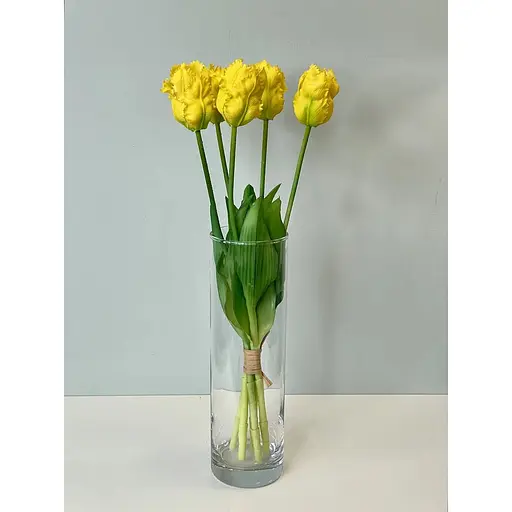 Тюльпани штучні Hvoya Real Touch латексні махрові 5 шт. жовті - фото 2
