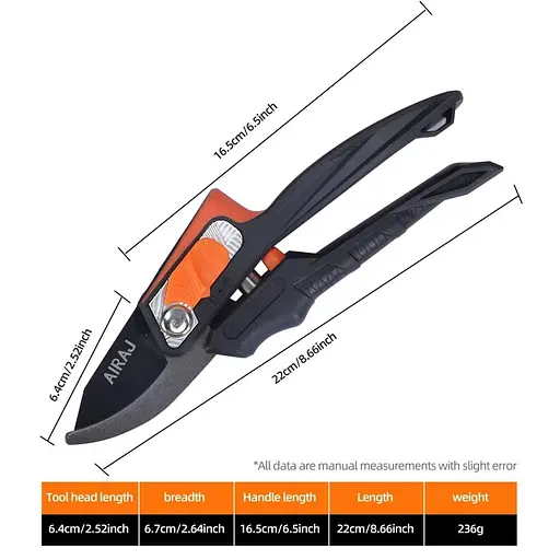 Садовый секатор Airaj 2102A профессиональный из нержавеющей стали 22 см - фото 6