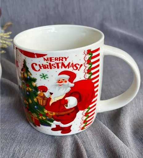 Набор чашек новогодних Tanto керамика в подарочной упаковке 350 мл Белая с красным 2 шт - фото 4