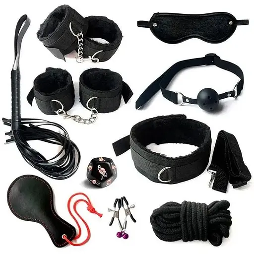 Повний набір для BDSM 10 ключових предметів Чорний K0041-1