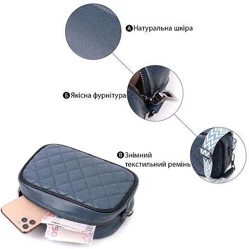 Кожаная сумка Vintage через плечо на одно отделение 21х14х8 см sum0029060 - фото 4