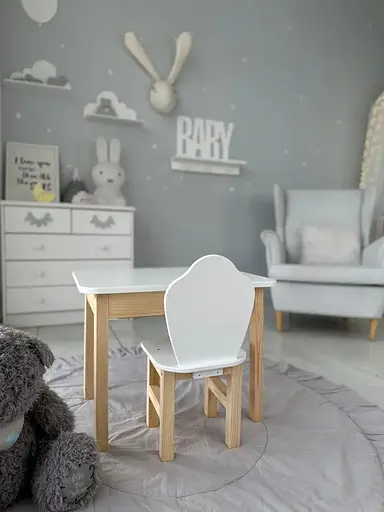 Дитячий столик з ящиком та стільчиком (Білий) - фото 2