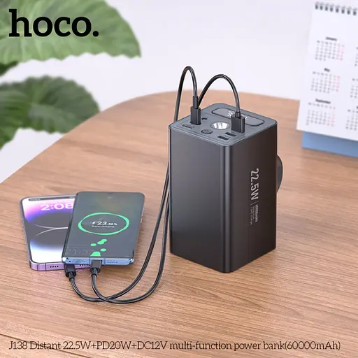 Портативна батарея - зовнішній АКБ Hoco J138 60000 mAh 12в power bank - фото 8