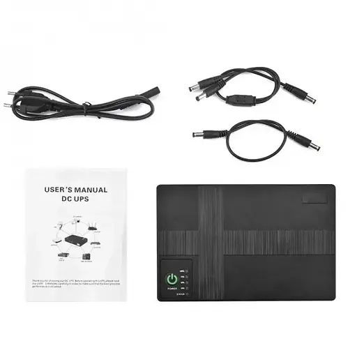 ИБП UPS для роутера DC1018P 12000 mAh 12V/ 9V/ 5V для устройств постоянного тока (модем, терминал, ONU, GPON, камера) black