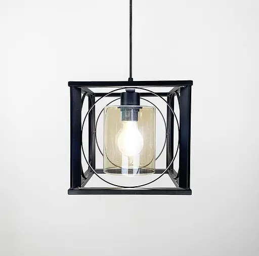 Підвісний світильник в металевому чорному каркасі Line.F Колір плафона Графітовий - фото 4