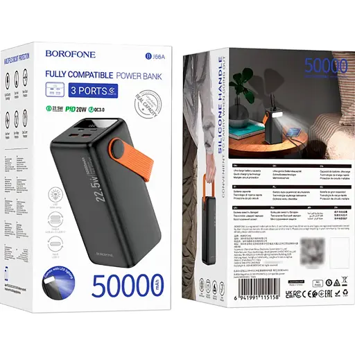 Внешний аккумулятор Borofone Magnifico BJ66A 50000mAh 22.5W Black [130221] - фото 7