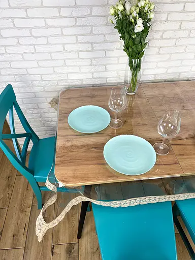 Силіконова скатертина з бежевим мереживом Арка 7 см 360х150 см - фото 7