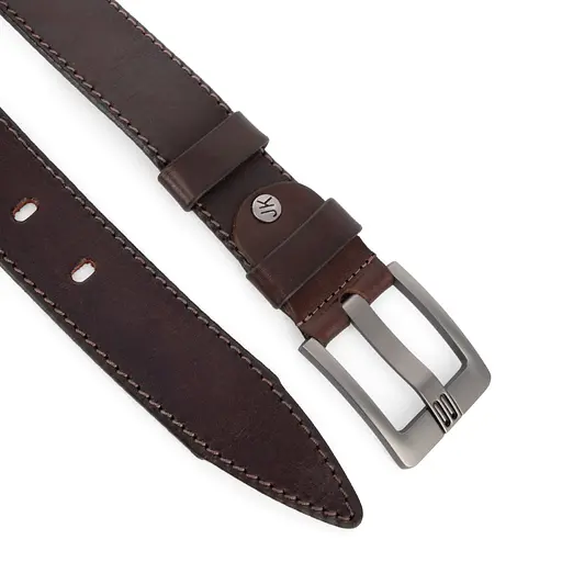 Ремень мужской кожаный JK-4007 (125 см) коричневый - фото 2