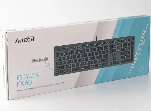 Клавіатура A4Tech Fstyler FX60 White Backlit USB Grey (FX60 USB (Grey) White backlit) - фото 5