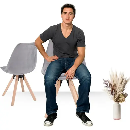 Стул Jumi Saida в скандинавском стиле с деревянными ножками серый - фото 8