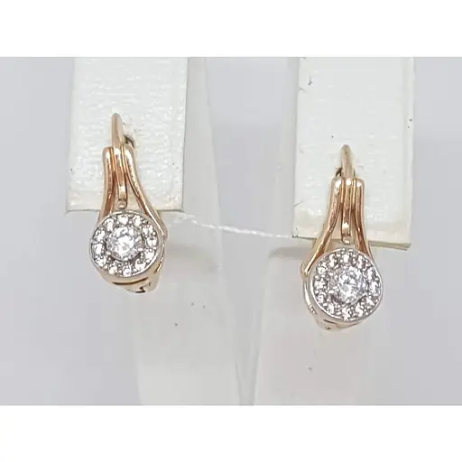 Золотые серьги Семейные драгоценности с фианитами. 131128 - фото 3