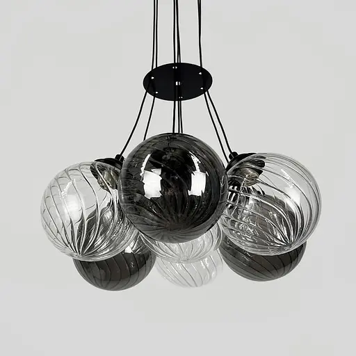 Люстра-пучок на 7 плафонів графіт+прозорий Ø 36 см | Line F | Арт. 1034/7 BK - фото 2