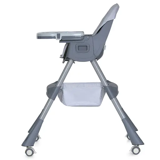 Стульчик для кормления Bambi M 5722 с корзиной для игрушек и чехлом из мягкой экокожи, серый - фото 2