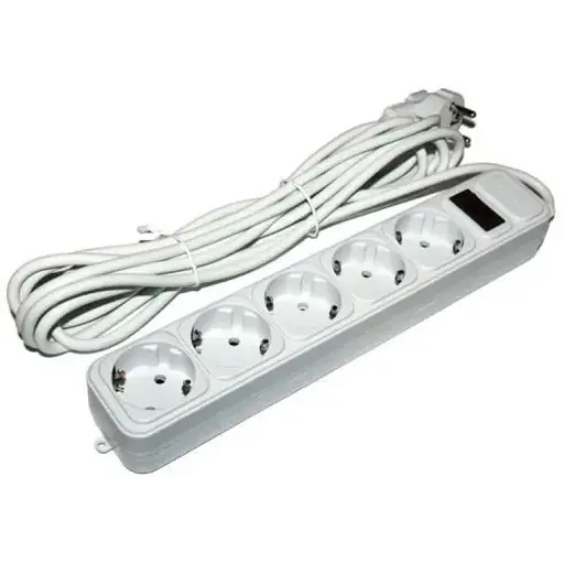 Фильтр сетевой Gembird, 5 розеток, 4.5 м, Grey, 10А, до 2.2 кВт, выключатель, заземление, 3x0.75 мм² (SPG5-G-15G) - фото 1