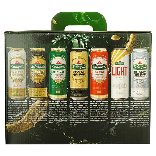 Набiр: пиво Kalnapilis Original 0.568 л + Grand Select 0.568 л + White Select 0.568 л + Blanc Select 0.568 л + Royal Select 0.568 л + Light 0.568 л + келих 0.5 л - фото 6