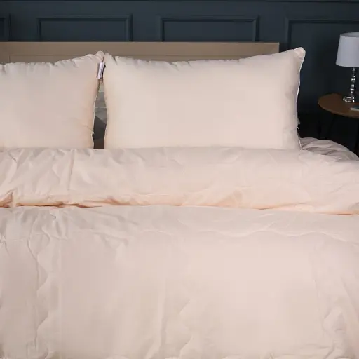 Летний постельный комплект MirSon Line Satin Light Pro Creamy Ecosilk Двуспальный (2200010972023) - фото 2