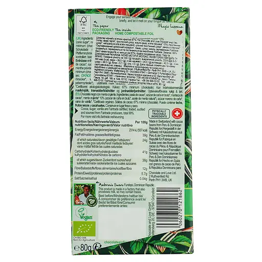 Шоколад Chocolate and Love чорний з хрусткою м'ятою 80 г - фото 3