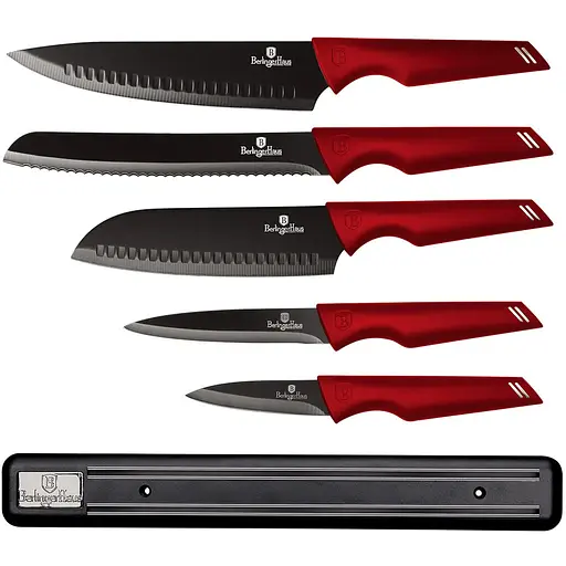 Набор ножей с магнитной планкой Berlinger Haus Metallic Line Burgundy Edition (BH-2694)