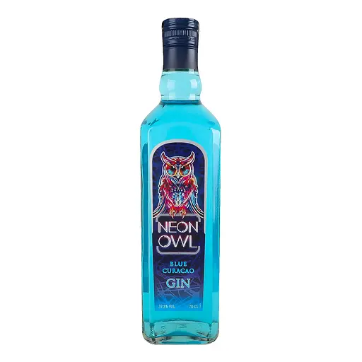 Уценка. Джин Neon Owl Blue Curacao 37.5% 0.7л - фото 1