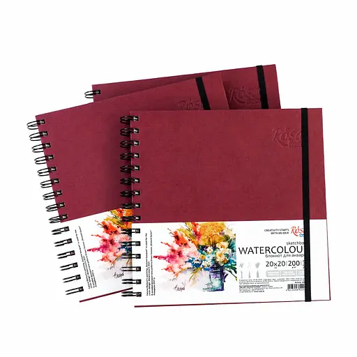 Блокнот для акварели на спирали Watercolor by Smiltanis 20х20 см 200г/м2 30 л белая бумага Бордо ROSA Studio - фото 4