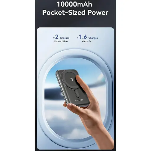 Павербанк Vention Magnetic Wireless Black 10 000 mAh / 20 Вт (FHNB0) - фото 7