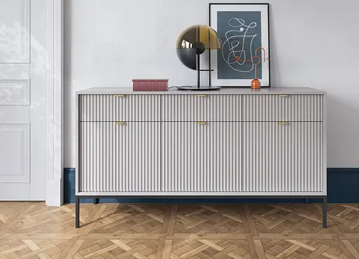 Комод Perfect Home Нова / Nova 3-дверний з 3 шухлядами і чорними ніжками KSZ154 Сірий (PFH-091242)