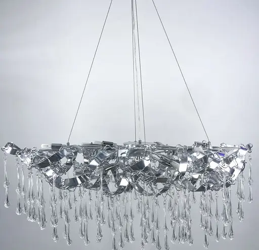 Подвесной удлиненный светильник хром со стеклянными закрученными подвесами Line.F MD 9015-1200-15P CH - фото 4