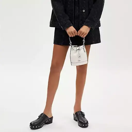 Женская кожаная сумка Bucket Bag (Белая) - фото 4