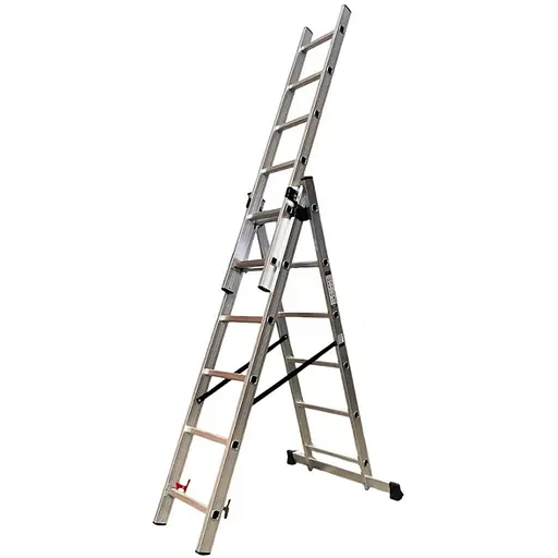 Лестница алюминиевая трехсекционная GTM KME306 3x6 ступеней 1.64-3.26м (KME306) (39942) - фото 1