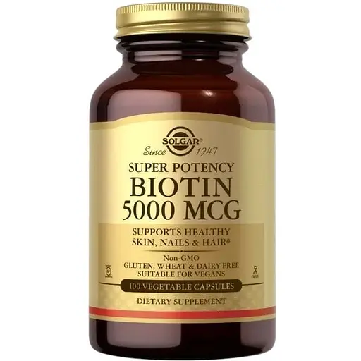 Вітаміни та мінерали Solgar Biotin 5000 mcg, 100 вегакапсул