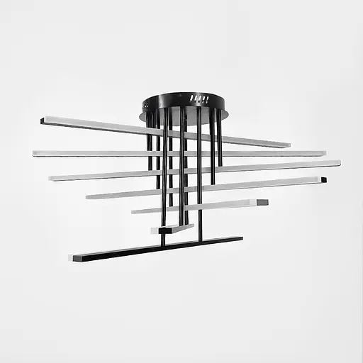 Потолковая черная люстра на 7 ярусов световых палок 80х40 см | Ст. F 607-800 BK | Line F - фото 3