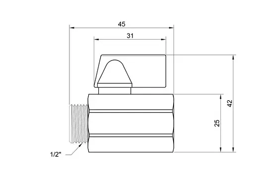Кран кульовий міні Thermo Alliance Standart 1/2" ВЗ прямий, півметелик SD188W15 - фото 7