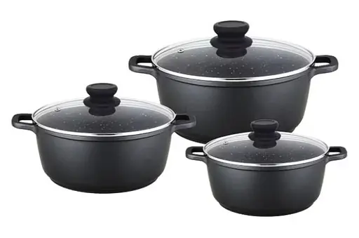 Набор кастрюль Bohmann BH-6006-MRB 6 предметов для всех типов плит Черный - фото 3