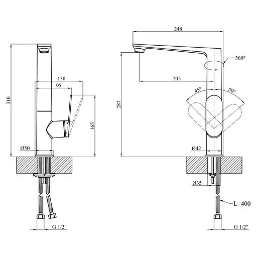 Змішувач для кухні Kroner Element 211512A-3801 (CV035979) - фото 9