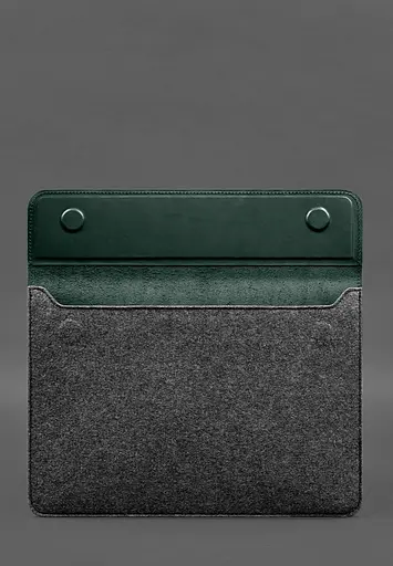 Чохол-конверт BlankNote із клапаном шкіра+фетр для MacBook 13" Зелений Crazy Horse - фото 3