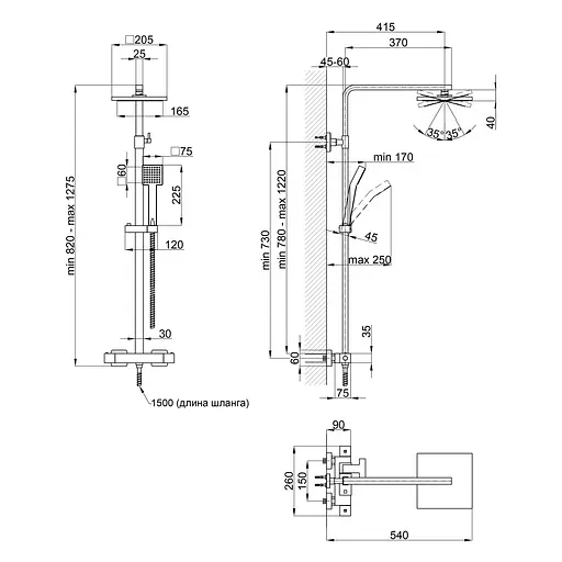 Душова система універсальна Qtap Sloup термостатична на два споживача QTSL57103KNC Chrome, Хром - фото 2