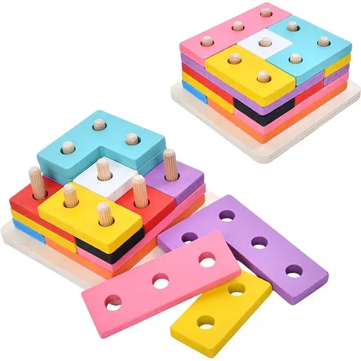 Игрушка деревянная "Геометрика" 15 деталей MD0809