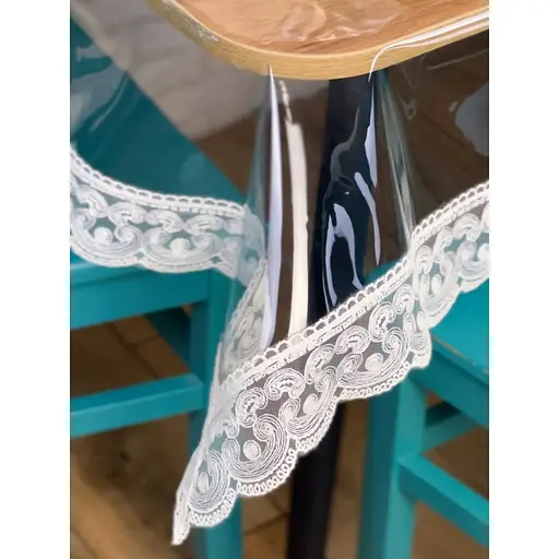 Силиконовая скатерть с кремовым кружевом Арка 7 см 200х190 см