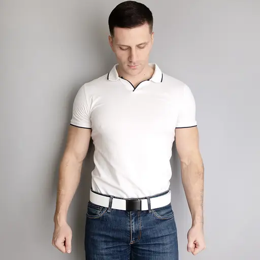 Ремень-резинка мужской на зажиме PS-40023 (115 см) белый плетеный - фото 4