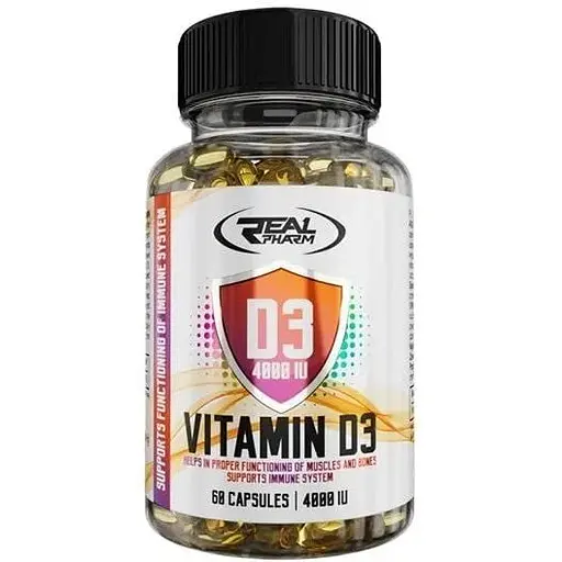 Вітамін D3 Real Pharm Vitamin D3 4000 IU, 60 капсул для підтримки кісток та імунітету