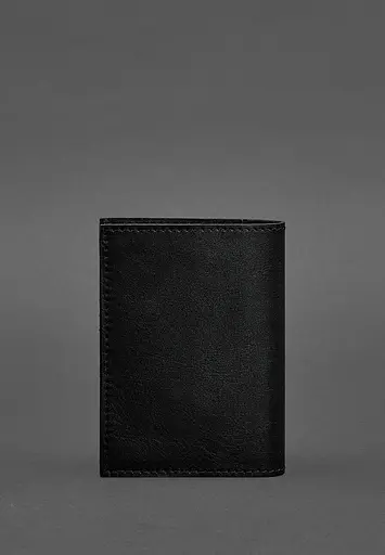 Кожаная обложка для паспорта и военного билета 1.2 черная Краст - фото 5