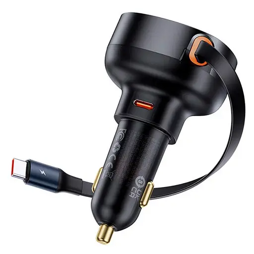 АЗП Baseus Enjoyment Pro 60W (1USB-C) + висувний кабель Type-C (C00057802111-01) Cluster Black - фото 3