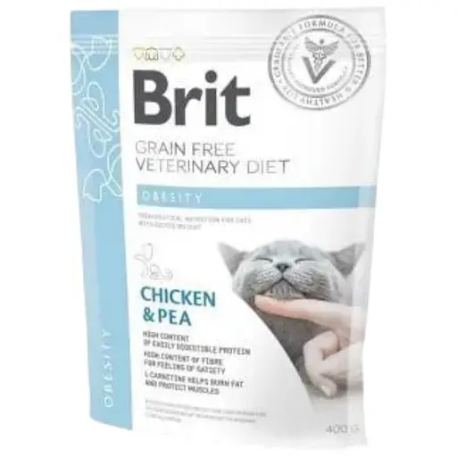 Сухий корм Brit GF VetDiet Cat Obesity для кішок, за за зайвої ваги та ожиріння, з куркою та горохом, 400 г