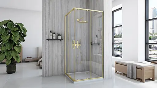 Душевая кабина Rea City 80x80 brushed gold REA-K6444, Универсальная, прозрачная, золотая - фото 4