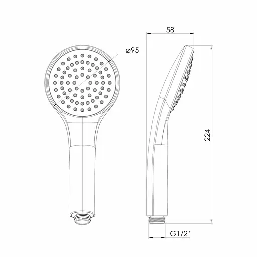 Ручной душ RJ 95 мм, 1 режим, блистер хром RJHS000-02CH, Хром - фото 2
