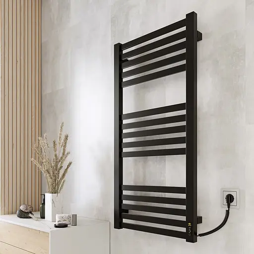 Электрический полотенцесушитель Kosser Герда 800x500 EL тайм. черный ДГ02EL, Черный матовый, Левое - фото 4